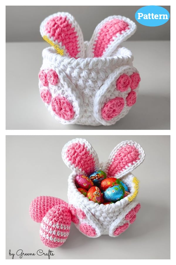 Easter Bunny Basket and Eggs Crochet Pattern