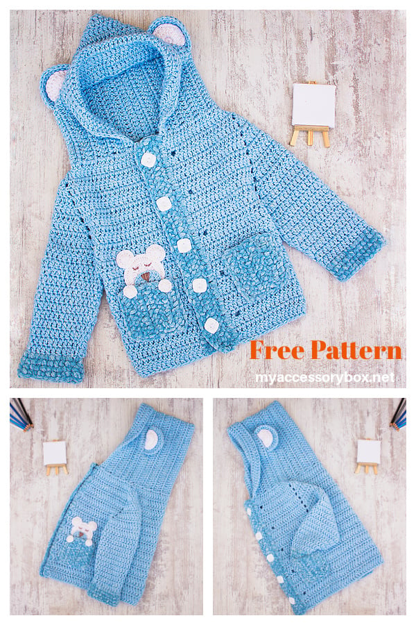 Easy Crochet Teddy Bear Boy Cardigan Free Pattern