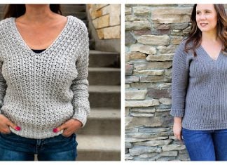 Easy Crochet V-Neck Sweater Free Patterns