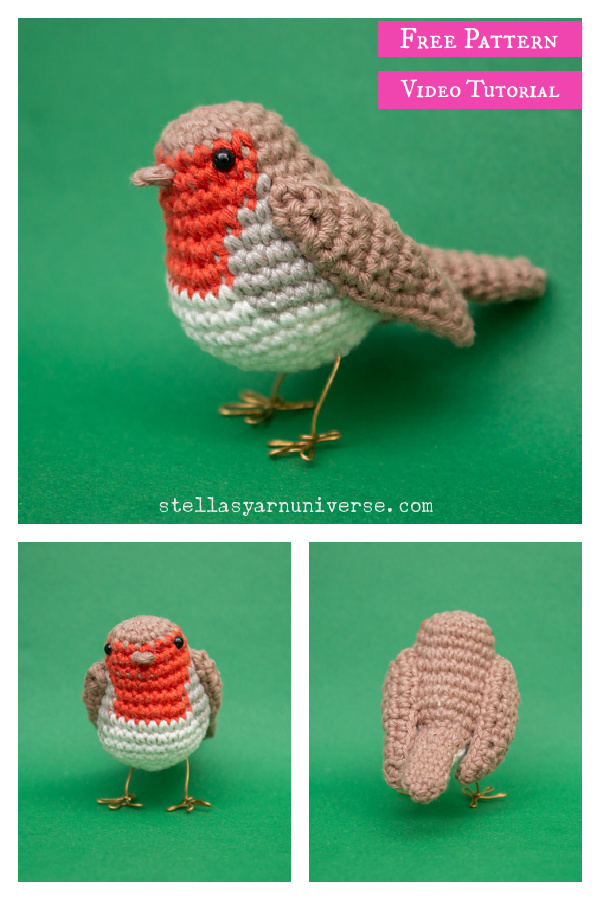 European Robin Bird Amigurumi Free Crochet Pattern and Video Tutorial