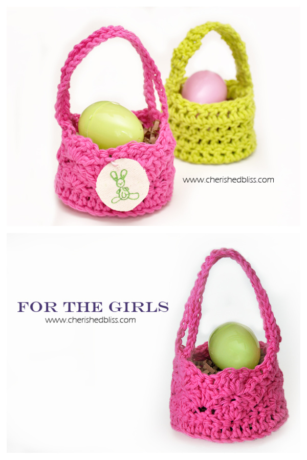 Mini Easter Baskets Free Crochet Pattern 