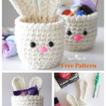 Mini Easter Bunny Basket Free Crochet Pattern and Video Tutorial