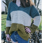 Oversized V Neck Sweater Free Crochet Pattern and Video Tutorial