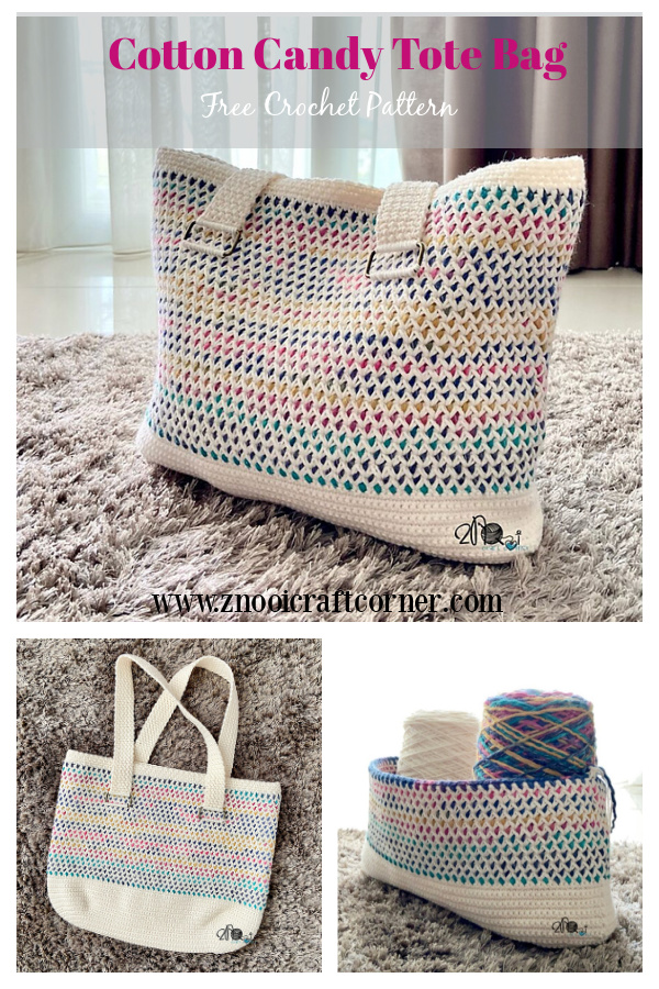 Cotton Candy Tote Bag Free Crochet Pattern