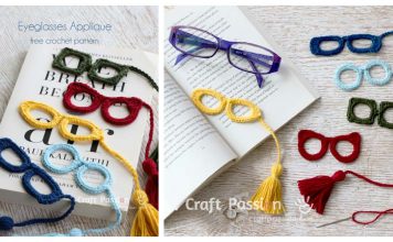 Eyeglasses Applique Free Crochet Pattern