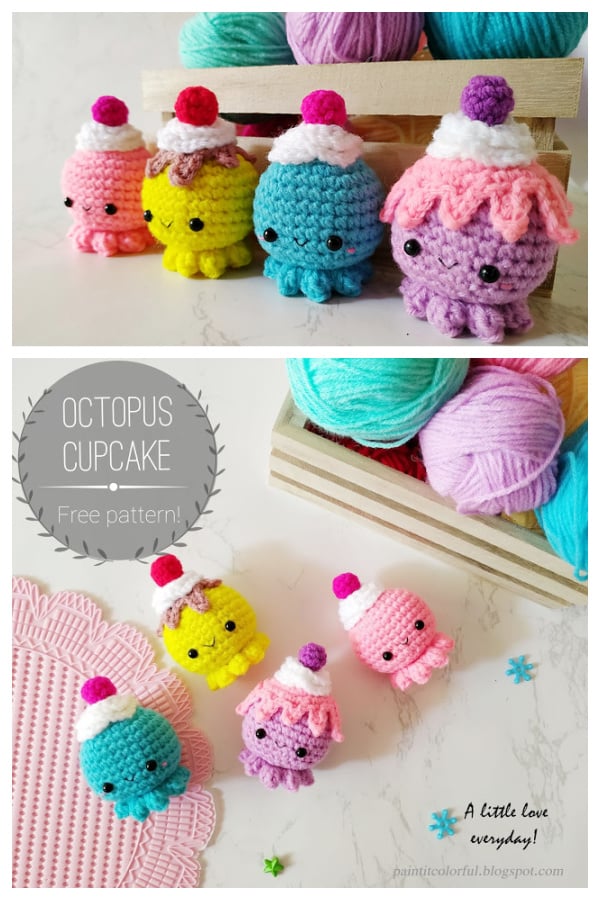 Octopus Cupcake Amigurumi Free Crochet Pattern