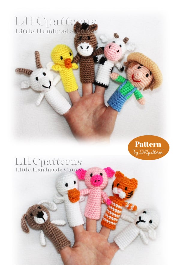 Old Macdonald Farm Animals Finger Puppet Crochet Pattern