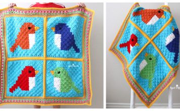 C2C Square Bird Blanket Free Crochet Pattern