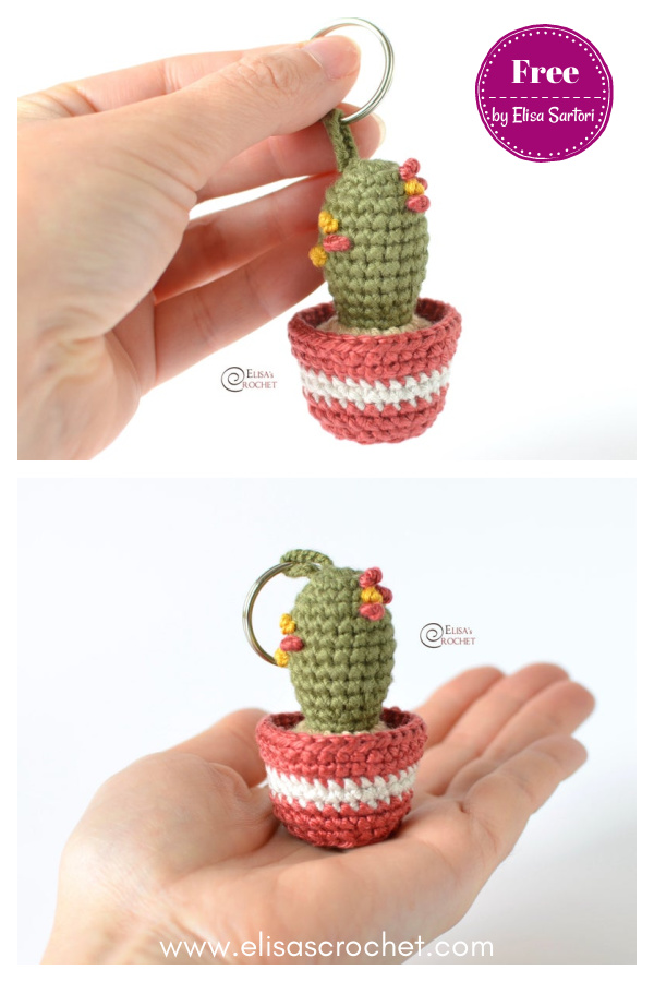 Cactus Keychain Free Crochet Pattern