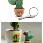 Cactus keychain Free Crochet Pattern and Video Tutorial