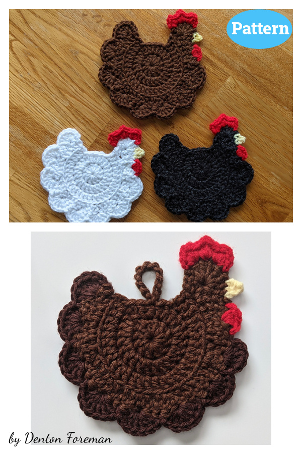 Chicken Coasters Crochet Pattern