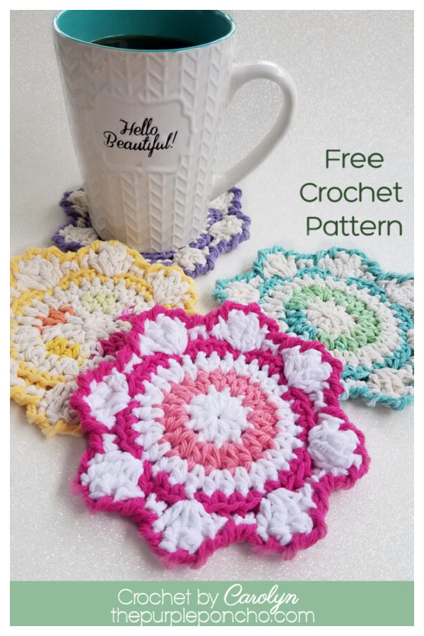Flower Blossom Coasters Free Crochet Pattern