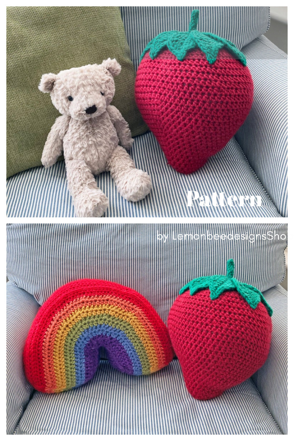 Giant Strawberry Pillow Free Crochet Pattern