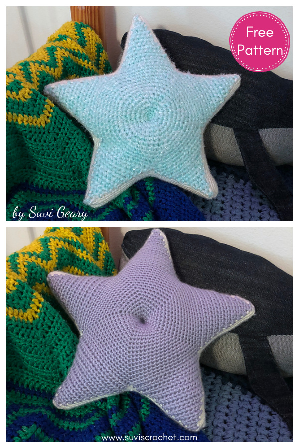 Glitter Star Pillow Free Crochet Pattern