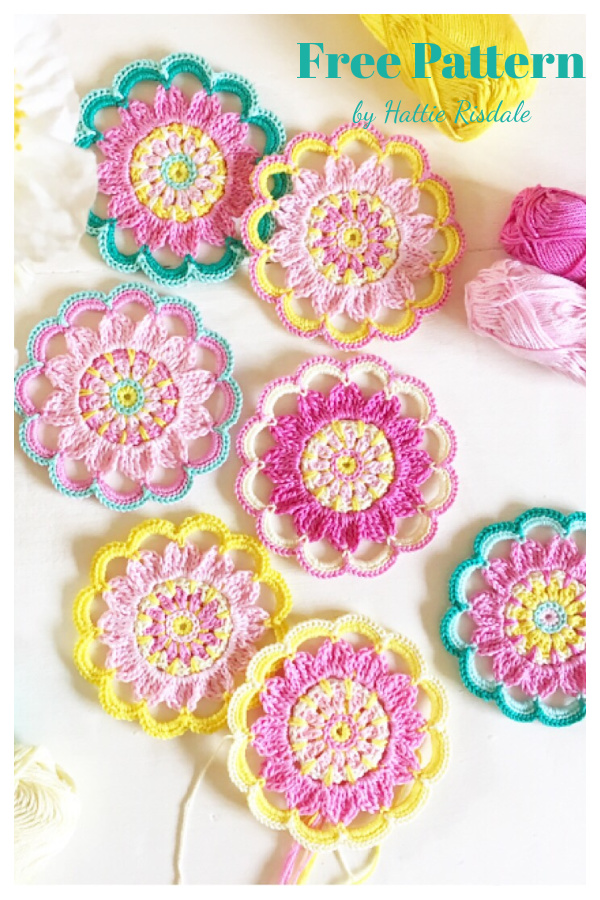 Happy Flower Coaster Free Crochet Pattern