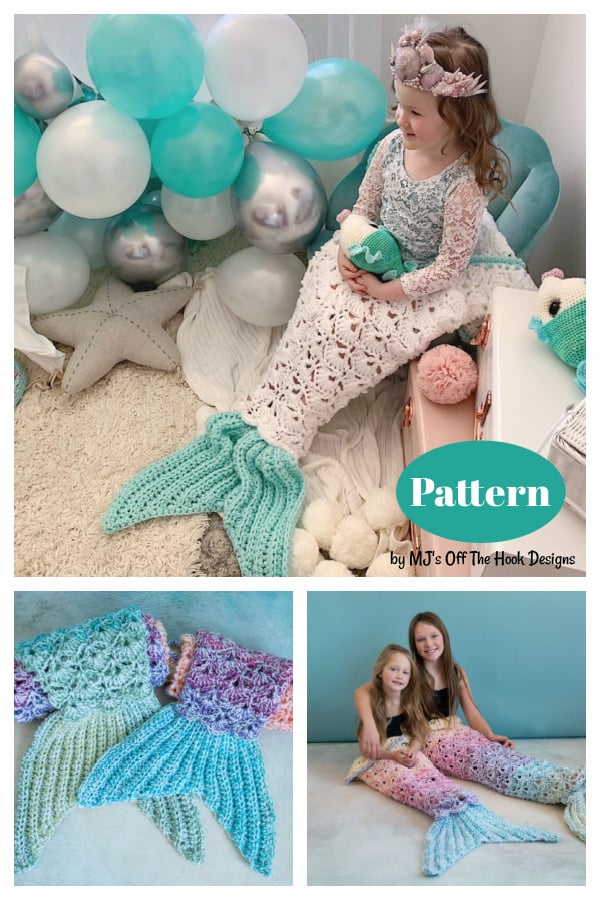 Rainbow Sparkle Mermaid Tail Blanket Crochet Pattern