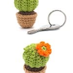 Round Cactus keychain Free Crochet Pattern and Video Tutorial