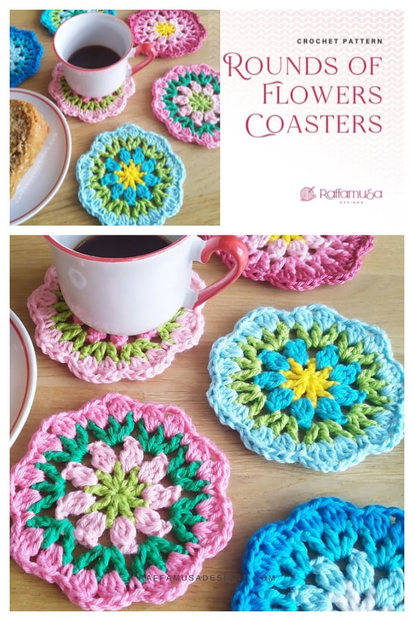 Rounds of Flowers Coasters Free Crochet Pattern