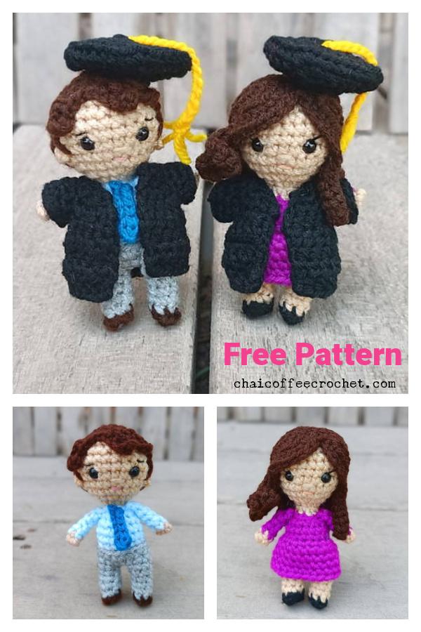 Small Graduation Dolls Amigurumi Free Crochet Pattern