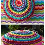 Sunflower Circle Block Cushion Cover Free Crochet Pattern