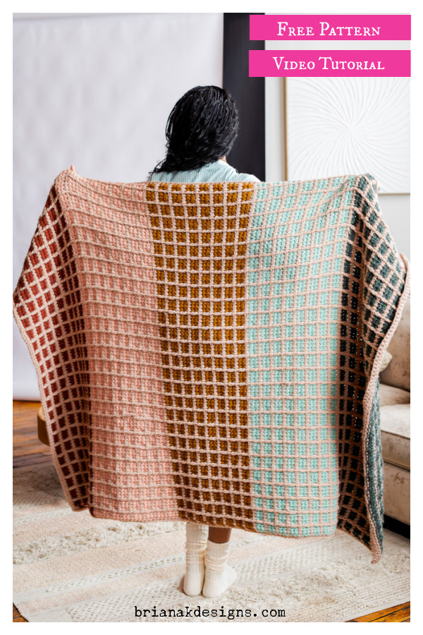 Tunisian Block Stitch Blanket Free Crochet Pattern and Video Tutorial