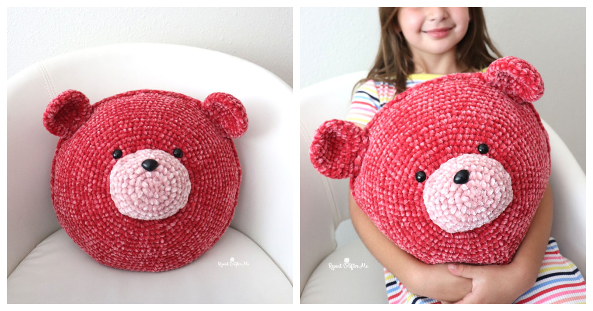 Crochet cheap bear pillow