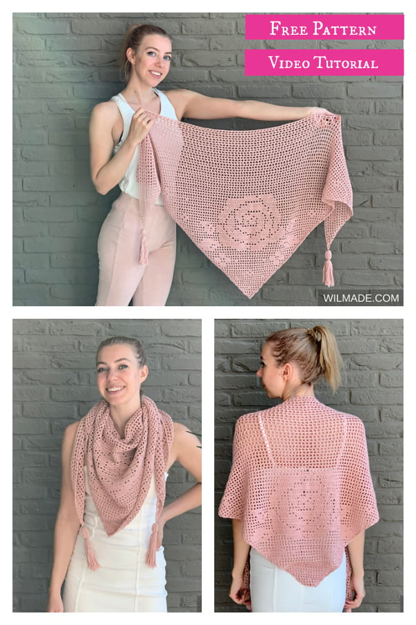 Bella Rosa Shawl Free Crochet Pattern and Video Tutorial