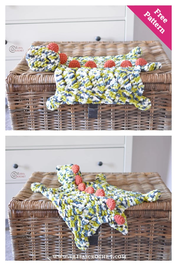 Dino Safety Blanket Free Crochet Pattern