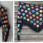 Happy Flower Motif Lace Shawl Free Crochet Pattern