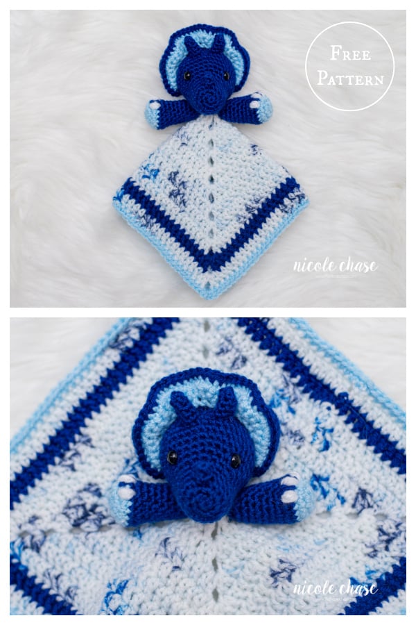 Hug Me Triceratops Lovey Free Crochet Pattern