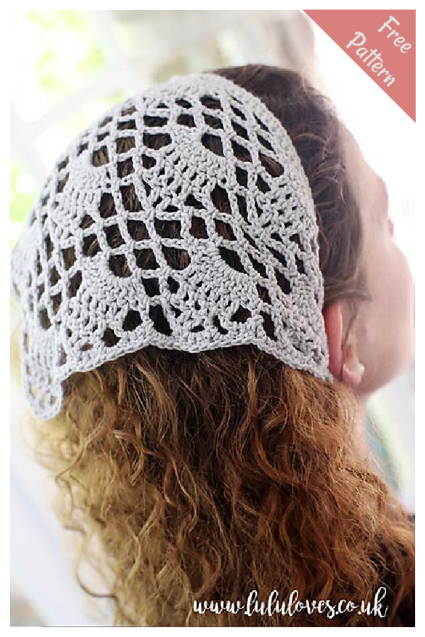 Lacy Bandana Headscarf Free Crochet Pattern