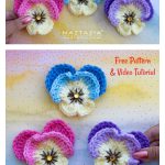 Pansy Flower Free Crochet Pattern and Video Tutorial