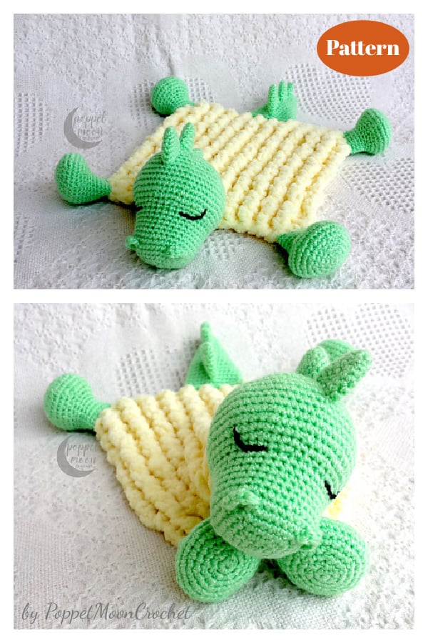 Sleepy Dinosaur Security Blanket Crochet Pattern