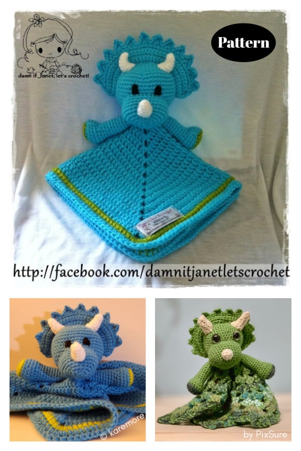 Triceratops Security Blanket Crochet Pattern