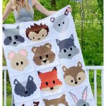 Woodland Animals Blanket Free Crochet Pattern