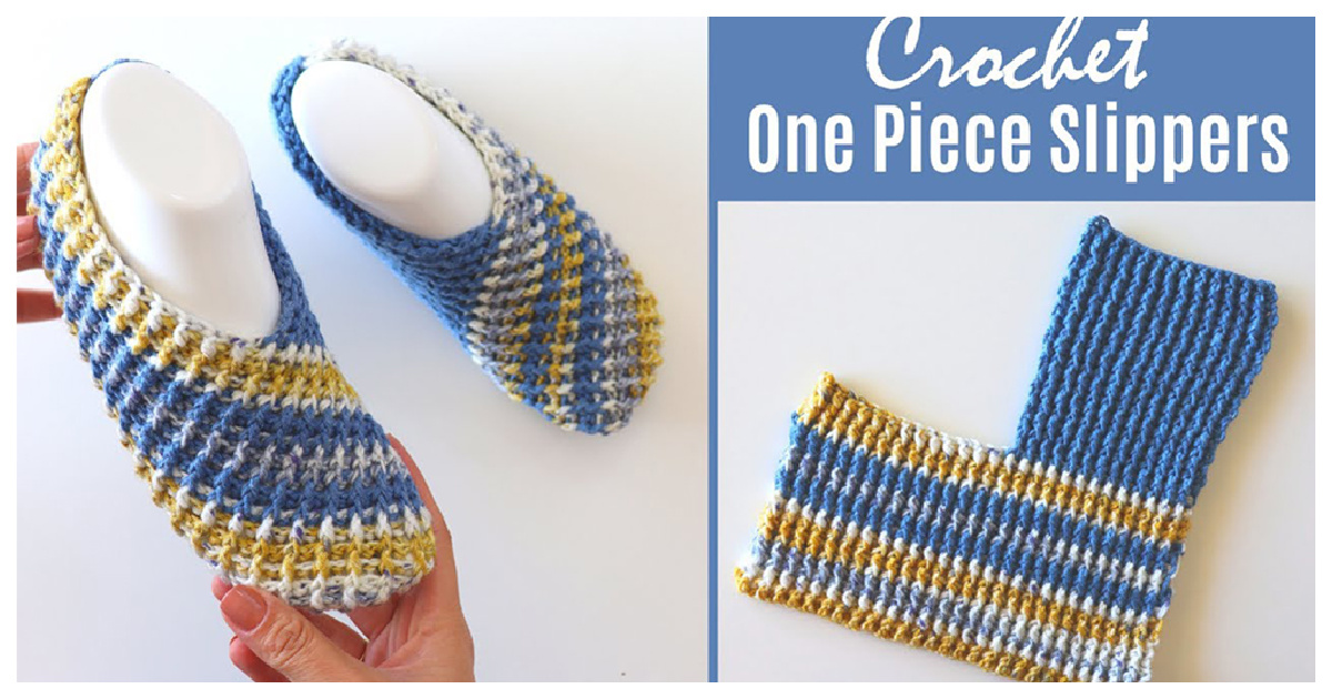 Easy One Piece Slippers Free Crochet Pattern