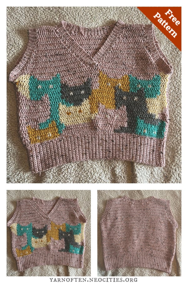 Kitty Sweater Vest Free Crochet Pattern
