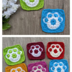 Paw Print Granny Square Free Crochet Pattern and Video Tutorial