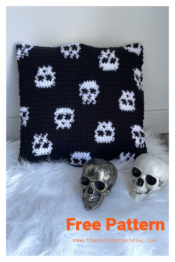 Skull Pillow Free Crochet Pattern