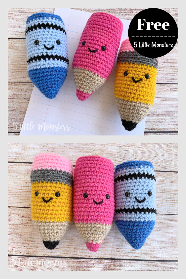 Amigurumi School Supplies Crayon Free Crochet Pattern