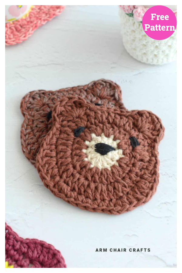 Bear Coasters Free Crochet Pattern 