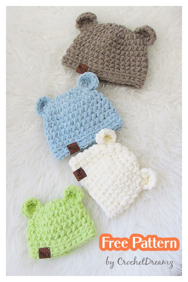 Bear Hat Free Crochet Pattern