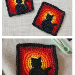 Black Cat Granny Square Crochet Pattern