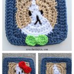 Cat Face Granny Square Free Crochet Pattern and Video Tutorial