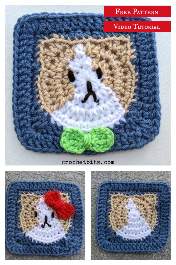 Cat Face Granny Square Free Crochet Pattern and Video Tutorial
