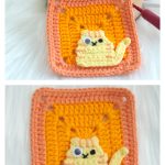 Cat Granny Square Free Crochet Pattern and Video Tutorial