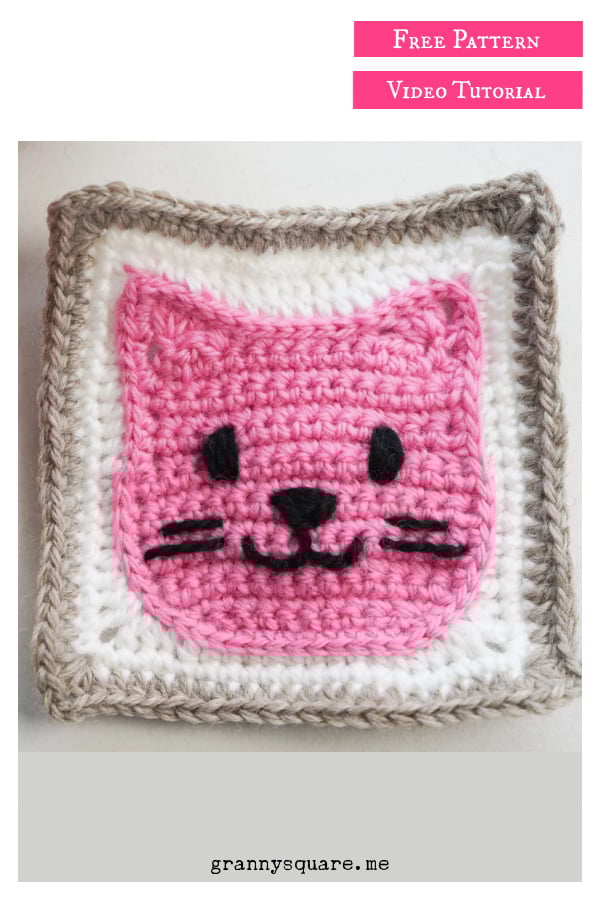 Cat Granny Square Free Crochet Pattern and Video Tutorial