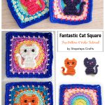 Cat Square Free Crochet Pattern and Video Tutorial