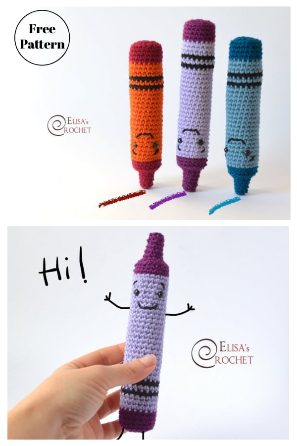 Scrap Crayon and Pencil Amigrumi Free Crochet Pattern