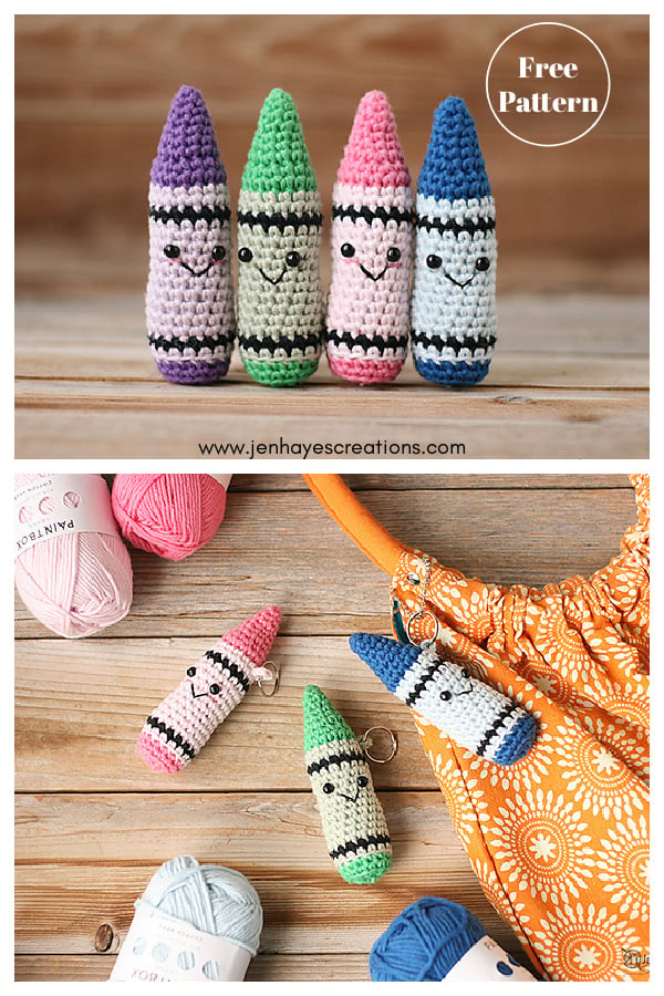 Kawaii Crayon Keychain Free Crochet Pattern